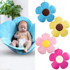 1set Infant Baby Bath Pad Non-Slip Bathtub Mat Flower Ultra Soft Short Plush for Newborn Shower Safety Seat 80 cm in Diameter