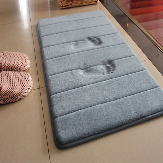 Home Bath Mat Non-slip Bathroom Carpet Kitchen Toilet Soft Coral Fleece Memory Foam Rug Mat Floor Decor Washable 40x60cm