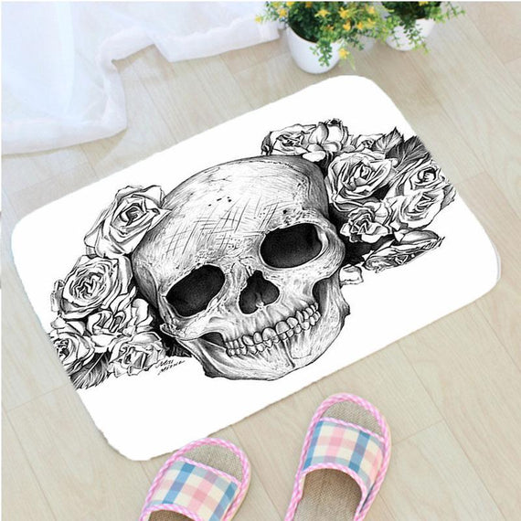 Creative Skull Bath Mat Flannel Skull Printing Home Decoration Door Mat Bathroom Non-slip Mat Vloermat Badmat Tapis de bain