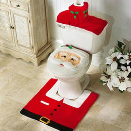 3Pcs/set Christmas Santa Toilet Seat Cover Anti-Slip Bathroom Mat Toliet Rug Christmas Decoration for Home New Year Mat Dropship