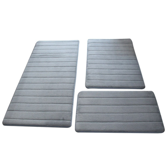 3pcs/set Soft Coral Fleece Floor Home Bath Mat Bedroom Carpet Decoration Shower Pad Solid Door Non Slip Thicken Rug Living Room