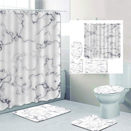 Nature Animal Scenery Printed Pattern Shower Curtain Pedestal Rug Lid Toilet Cover Mat Bath Mat Set Bathroom Curtains With Hooks