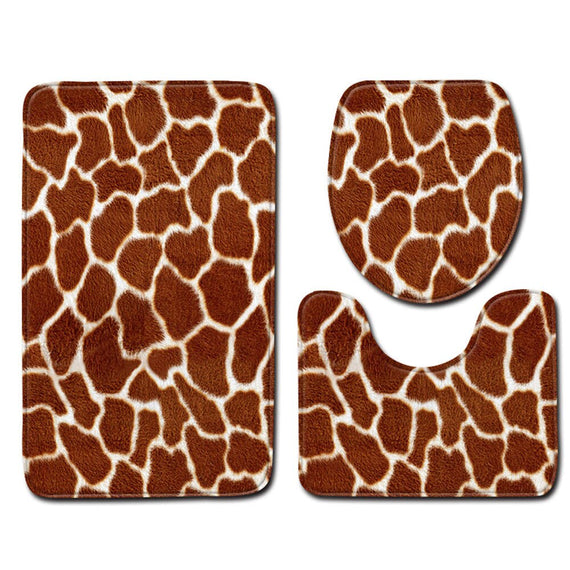 Nordic 3 Pcs Bath Mat Set Bathroom Toilet Shower Room Decoration Rug Carpets Memory Foam Leopard Pattern Bathroom Bath Mat Sets