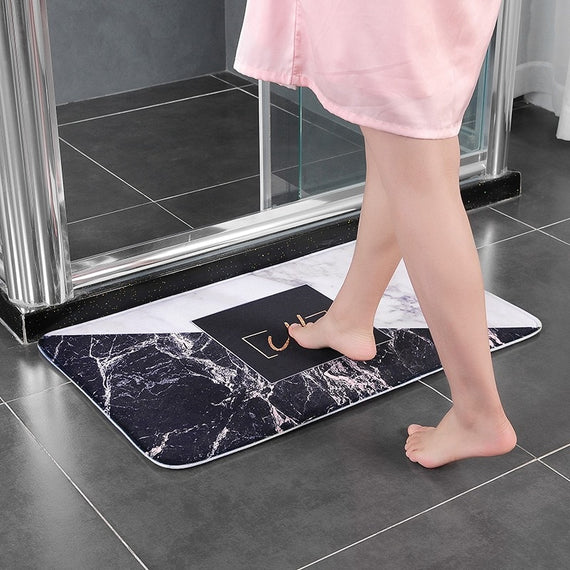 3D Stone Antislip Bath Mat Dirtyproof Long Kitchen Mat Absorbent Bathroom Carpet Toilet Rug Home Welcome Mat Bedroom Doormat