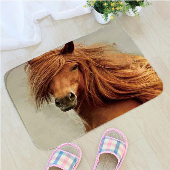 Creative Horse Printing Bath Mat Flannel Bathroom Non-slip Mat Horse Home Decoration Door Mat Badmat deurmat tapis de bain