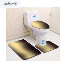 Free Shipping 3pcs Black Gold Mix Color Banyo Bathroom Carpet Toilet Bath Mat Set Non Slip Tapis Salle De Bain Alfombra Bano