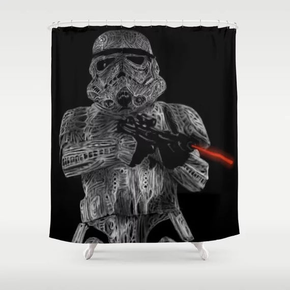 Star War Organic Dark Side Series White Shower Curtain with Hooks Doormat Bath Floor Mat Bathroom Home Decor