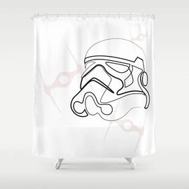 Star War Trooper single line art Shower Curtain with Hooks Doormat Bath Floor Mat Bathroom Home Decor