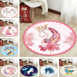 Baby Unicorn Rugs Pink Carpets For Kids Home soft Living Room Round Bedroom Parlor Hallway kitchen Door Floor Bath Mats