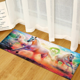 Thanksgiving Unicorn Carpet Flannel Kitchen Non-slip Water-absorbing Strip Mat Foyer Shoe Cabinet Long Feet Rug