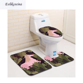 Free Shipping 3pcs Unicorn Run In Grass Banyo Bathroom Carpet Toilet Bath Mat Set Non Slip Pad Tapis Salle De Bain Alfombra Bano