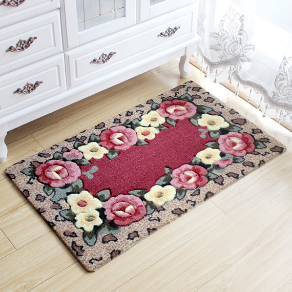 Fashion Non-slip Mat Microfiber Bath Mat Rugs for Living Room Bedroom 3D Flower Print Floor Mats Bathroom Carpets Door Mat