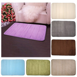 7 Colors Velvet Fabric Memory Foam Non-slip Bath Mats Bathroom Bedroom Horizontal Stripes Rug Bath Mats 17 * 24 Bathroom Mat