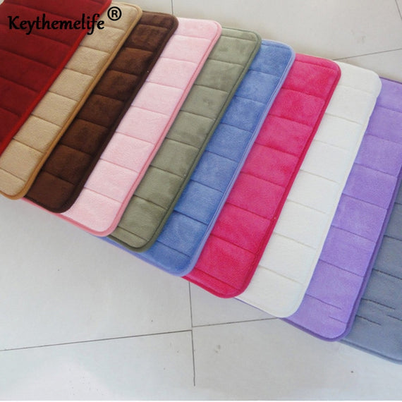 Keythemelife Non-slip Bath Mats 40x60cm Memory Foam Bathroom Horizontal Stripes Rose red red pink green blue coffee 10 color BA