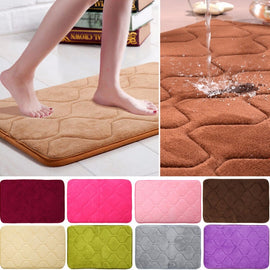 1PC 40cmx60cm Memory Foam Non-slip Kitchen Floor Mat Absorbent Bathroom Mat Square Coral Velvet Shower Bath Mat Rug Plush