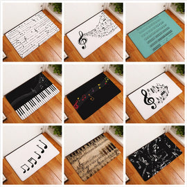 HomeMiYN Bath Mat Flannel Musical Symbol Anti Slip Bathroom Mats Digital Printed Footpad Home Use Modern Style 2 Sizes Door Mat