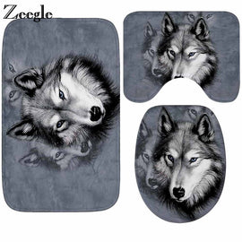 Zeegle Wolf Printed Bathroom Mat Toilet Rug Anti-slip Carpet Bathroom Bathtub Mat Memory Bath Mat Soft Bathroom Floor Mats