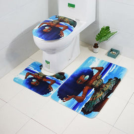 Anti Slip 3pcs Toilet Seat Cover African Dance Women Print Bathroom Washable Bath Mat Toilet Lid Cover Pedestal Rug