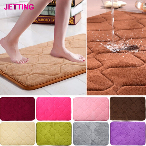 Absorbent Memory Foam Non-slip Kitchen Floor Mat Square Coral Velvet Shower Bath Mat Rug Sanitary Ware Suite 40cmx60cm