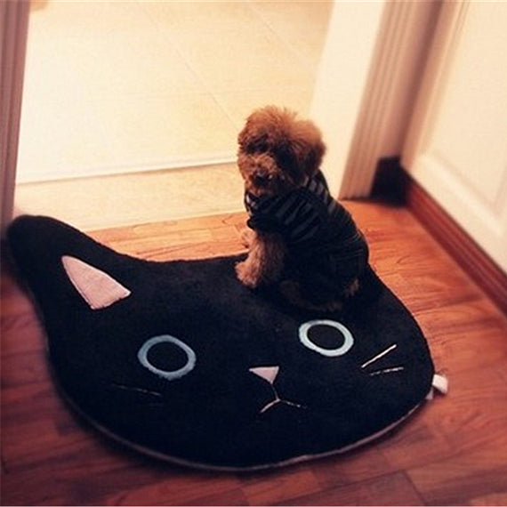 Bathroom Bath Mat U Shaped Toilet Rug Black White Cat Bath Mats Kitchen Rug 68x68cm Floor Carpet Doormat Soft Floor Pad for Pet