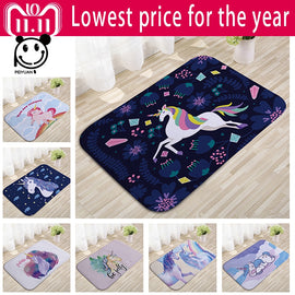 Cute Dream Unicorn Velvet Rug Mat Kids Floor Carpet Bedroom Bay Window Mat Seat Pad Bathroom Mats Anti Slip 17 Colors Available