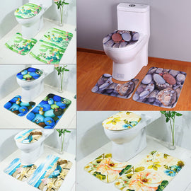 3pcs/set Bath Mats Bathroom Carpet Non Slip Water Absorb Floor Rugs Toilet Lid Covers U Shape Pad Toilet Carpet Bathroom Decor