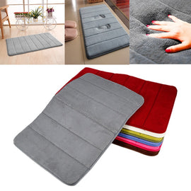 40cm * 60cm Colorful Memory Foam Bathroom Horizontal Stripes Bath Mats Rug Non-slip Coral Fleece Mat Doormat Floor Carpet Cotton