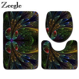 Zeegle 3pcs Bathroom Mat Set Anti-slip Bathroom Floor Mats Lid Toilet Cover Microfiber Bath Mat Bathroom Rug and Toilet Mat Sets