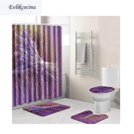 Free Shipping 4pcs Lavender Banyo Paspas Bathroom Carpet Toilet U Bath Mats Set Non Slip Pad Tapis Salle De Bain Alfombra Bano