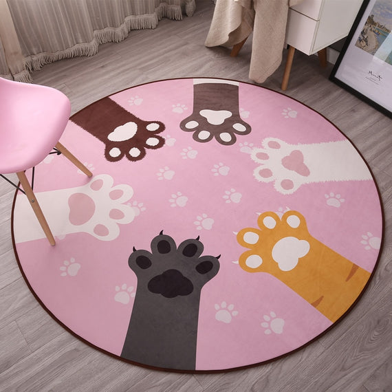 Cat Claw Anti-slip Bathroom Bath Mat Round Floor Carpet for Swivel Chair Living Room Kids Bedroom Rug Carpet Doormat 60/80/100cm