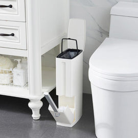 Plastic Bathroom Waste Bin Dustbin Trash Cans Toilet Brush Garbage Bucket Trash Can Set Garbage Bag Dispenser